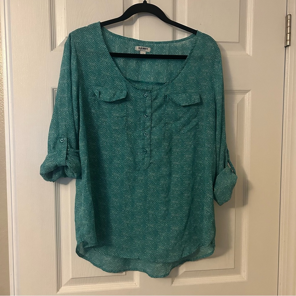 Old Navy Teal Chiffon Blouse